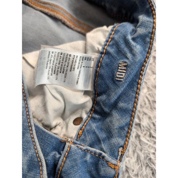 American Eagle Shorts Women 2 Blue MIDI Stretch Cut Off Distressed Bikercore - Picture 3 of 8